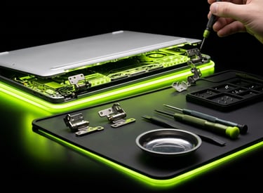 "Laptop hinge replacement at family-owned repair shop"