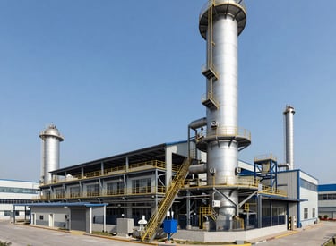 Construction workers collaborating on an industrial site with heavy machinery in the background.