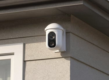 Modern front door equipped with sleek security cameras and smart locks.