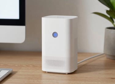 Cozy living room with warm smart lights glowing softly in the evening.