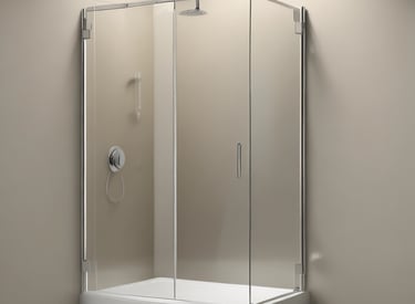 Shower tray and glass enclosure in a modern bathroom
