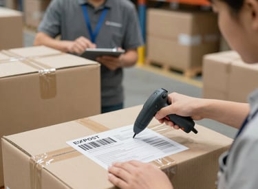 Stacks of eco-friendly packaged septic treatment tablets ready for shipment