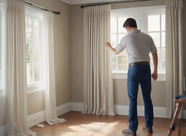 Close-up of hands using a tape measure on a window frame, highlighting precision and care.