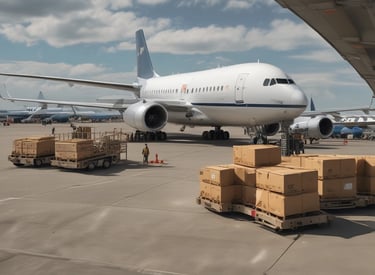 Airplane taking off over a vibrant city skyline at sunset.