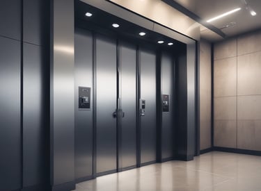 A technician quickly unlocking a stuck elevator door to help trapped passengers.