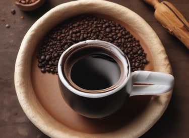 Freshly roasted high-altitude Mexican coffee beans spilling from a burlap sack.