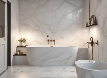 Close-up of a polished marble floor in a modern living room with natural light.