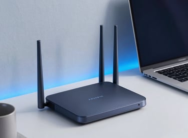 A person typing their address on a laptop with network icons floating above.