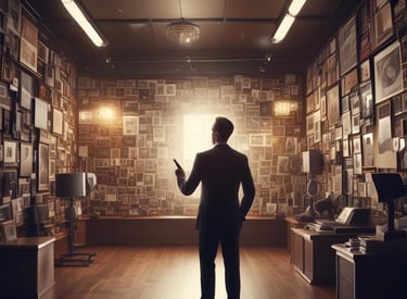 A confident professional leading a team meeting in a modern office setting.