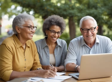 A confident professional leading a team meeting in a modern office setting.