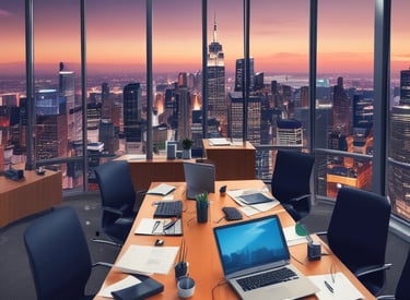 A group of executives engaged in a dynamic leadership workshop around a conference table.
