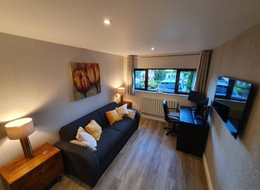 garage conversion with tulip paignting