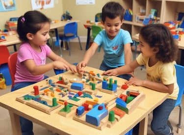 Children playing in a safe and colorful environment.