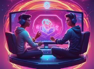 A dynamic visual of creators working together on a project.
