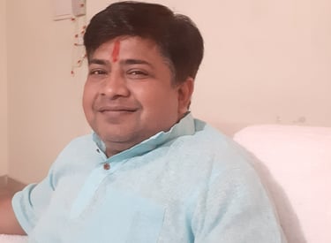prashant srivastava in a blue shirt and a white shirt