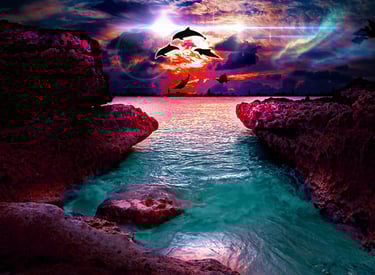 matte painting or photo bash made in photoshop of a heavenly oceanic view 