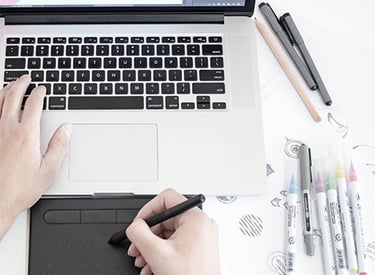 Process of graphic design using computer