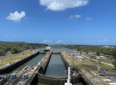 a large ship passing through the panama canal