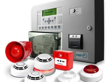 a fire alarm system with a fire hydrant and a fire hydrant