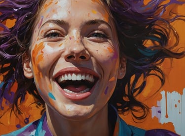 a painting of a woman with a messy hair