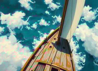 a painting of a sailboat in the ocean