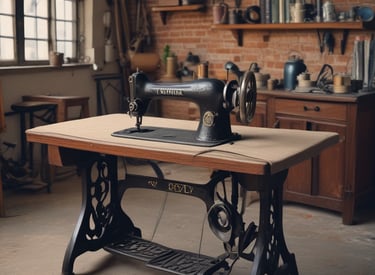 The image depicts a bustling indoor market or workshop filled with textiles and people. Various colorful fabrics and clothes are scattered throughout the room, with sewing machines visible in the background. People are engaged in activities related to the textile industry, possibly working or trading. The environment appears lively and somewhat chaotic, with a mixture of colors and textures.