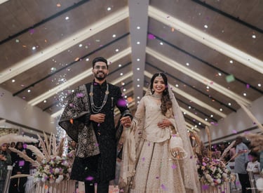 a bride and groomsmid in a wedding ceremony
