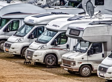 Camp site with campervans and motorhome