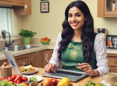 A colorful and healthy meal is placed on a light wooden table. In the foreground, there is a bowl of smoothie topped with granola, sliced bananas, strawberries, blueberries, and shredded coconut arranged in rows. In the background, a plate holds a flatbread topped with what looks like greens, sliced tomatoes, red onions, and a drizzle of dressing, possibly avocado.