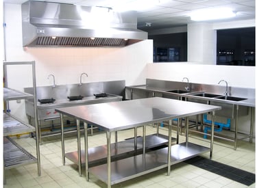 โรงอาหารโรงงาน ชลบุรี โต๊ะสแตนเลสชุดใหญ่สำหรับพนักงาน | stainless steel factory canteen Chonburi 