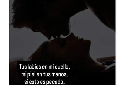 TUS LABIOS EN MI CUELLO Y MI PIEL CON LA TUYA SI ES PECADO QUIERO ARDER A TU LADO