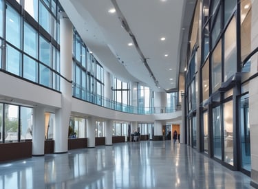 a large open space with a lot of windows