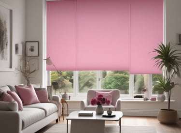 A professional installing roll-up blinds in a home.