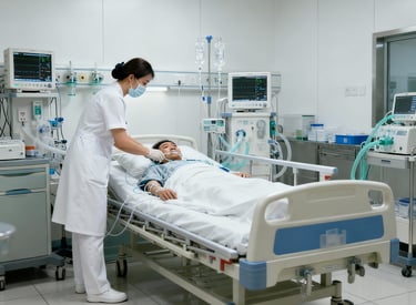 Imagem da enfermagem praticando cuidados assistenciais