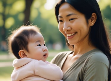 A warm scene of a family playing together in a park, showcasing joy and connection.
