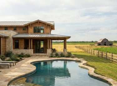 Clear backyard pool after preventative pool maintenance and weekly pool cleaning in Georgetown TX