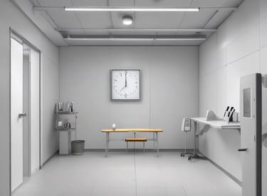 Close-up of a prosthetic limb being adjusted by a technician in a workshop