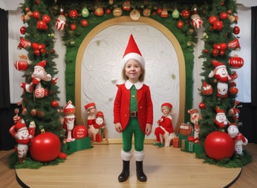 A collection of handcrafted ornaments and gifts displayed on a wooden table.