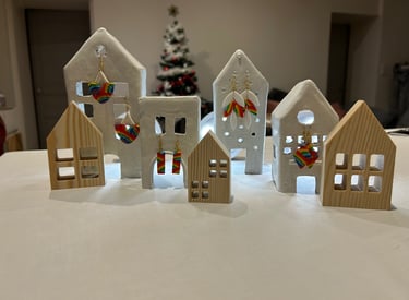 Village de Noël boucles d’oreilles