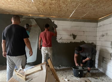 Murpussing innvendig.