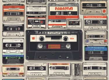 A musician winding an audio cassette tape with care.