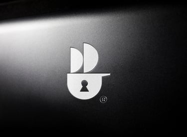 Cyber security software logo combination of lock icon and ship icon.