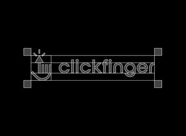 Clicking hand logo grid on black background.