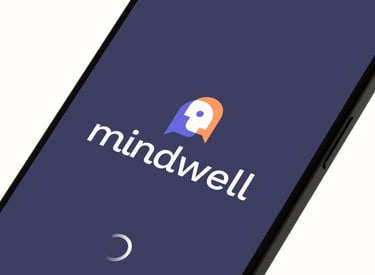 Splash screen with creative online therapy logo.