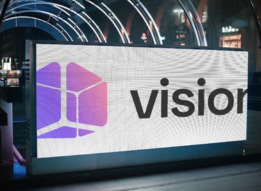 Modern tech company logo design on outdoor led screen display