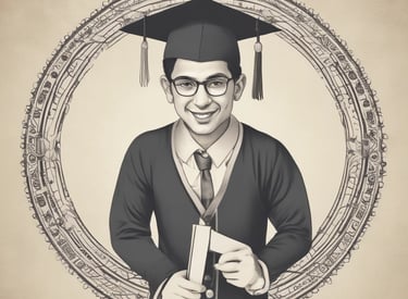 A person wearing a graduation cap and gown stands in a parking garage. The gown is black with a maroon and yellow hood or stole. The person has a serious expression and is dressed in formal attire with a tie and watch.