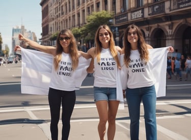 A street protest with people holding signs and banners advocating against violence towards children. The crowd is visibly engaged, with various individuals holding placards with strong messages. The setting appears to be an urban area at night, with dim lighting and a sense of urgency and determination among the participants.