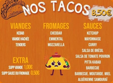 La composition des différents tacos de L'Annexe