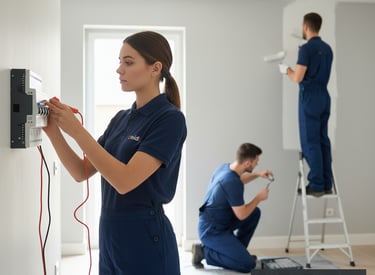 Team of professionals providing electrical, plumbing, and painting maintenance.