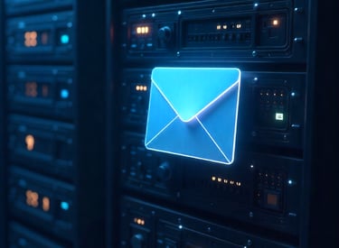 a mailbox with a glowing envelope on it